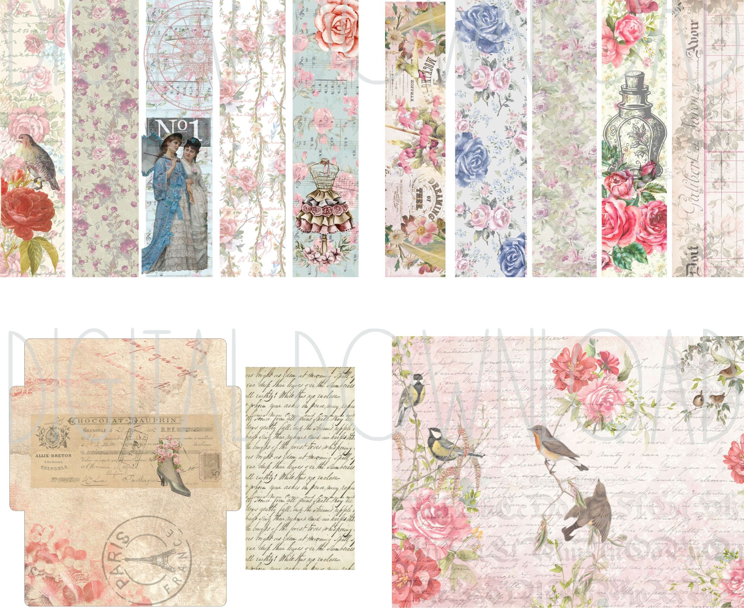 Tea and Roses Junk Journal Kit Digital Download Vintage Ephemera Belly ...