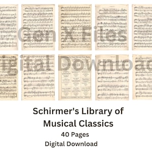 Schirmer&#39;s Library Volume 180 Classical Sheet Music Book for Piano Digital Junk Journal Mixed Media