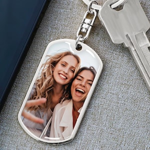 Personalized Keychain for Sister on Mothers Day, Keychain Gift from sister and brother, Christmas Gift for Bonus Sister, Twins Birthday Gift image 1