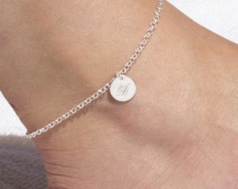 Personalized Ankle Bracelet With Initial, 925 Sterling Silver Layered Anklet, Initial Ankle Bracelet for Women, Personalized Christmas Gift