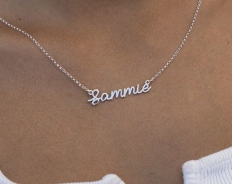 Personalized Light Cursive Name Necklace, 925 Silver Name Necklace, Name Plate Necklace, Necklace Gifts for Women, Cursive Name Jewelry