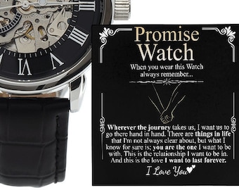 Custom Birthday Gift Watch for Men With Personalized Card, Birthday Gift Ideas for Him, Valentine's Day Gift, Openwork Watch Gift for Him