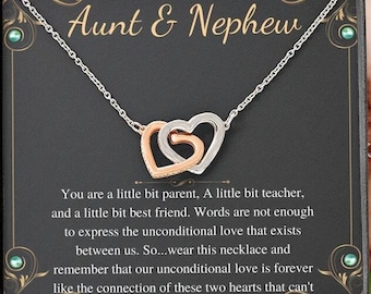 Personalized Interlocking Heart Necklace for Aunt from Nephew, Mothers Day Gift for Aunt, Wedding Gift from Her, Christmas Gift for Aunt