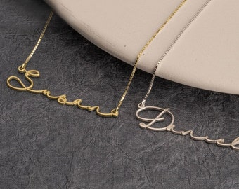 Collier de nom de script personnalisé, colliers de nom en argent sterling 925, cadeau de pendentif de nom de script pour elle, cadeau d’anniversaire pour femme