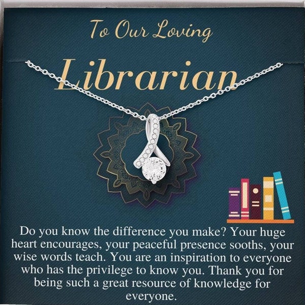 Librarian Gift, Gift for Librarian Necklace, Loving Librarian Appreciation Gift, Librarian Thank You Gift, Christmas Gift, Birthday for Her