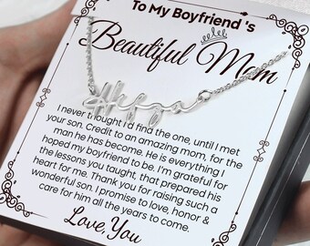 Personalized Gift for Boyfriend's Mom Necklace, To My Boyfriends Mom Gift Necklace With Card, Christmas Gift Boyfriends Mom, Silver Necklace