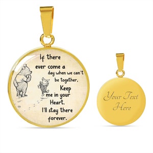 Miss You Neckalce, Winnie The Pooh, FOREVER In Your Heart, Friendship Jewelry, Key Chain, Friendship Gift Necklace, Christmas Gift for Her