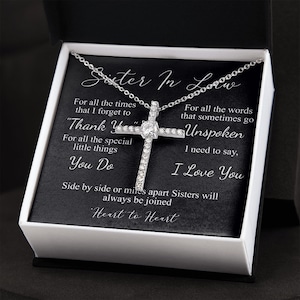 Personalized Cross Gift Necklace for Sister in Law With Message Card, Christmas Gift for Sister In Law, Cross Necklace Gift for Her