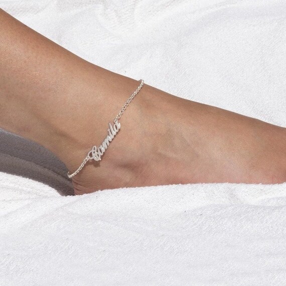 Anklet with name white gold deals