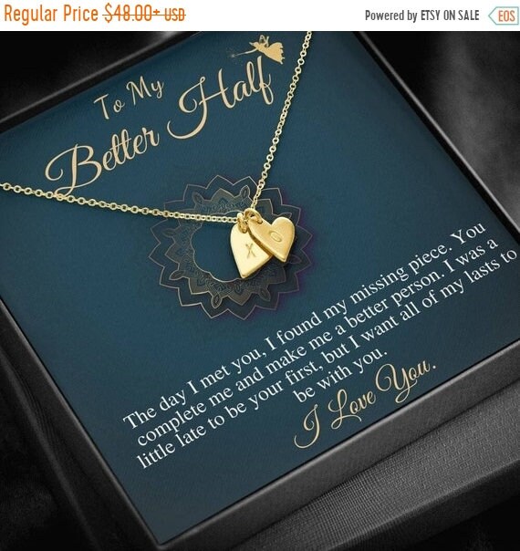 Half heart cheap initial necklace