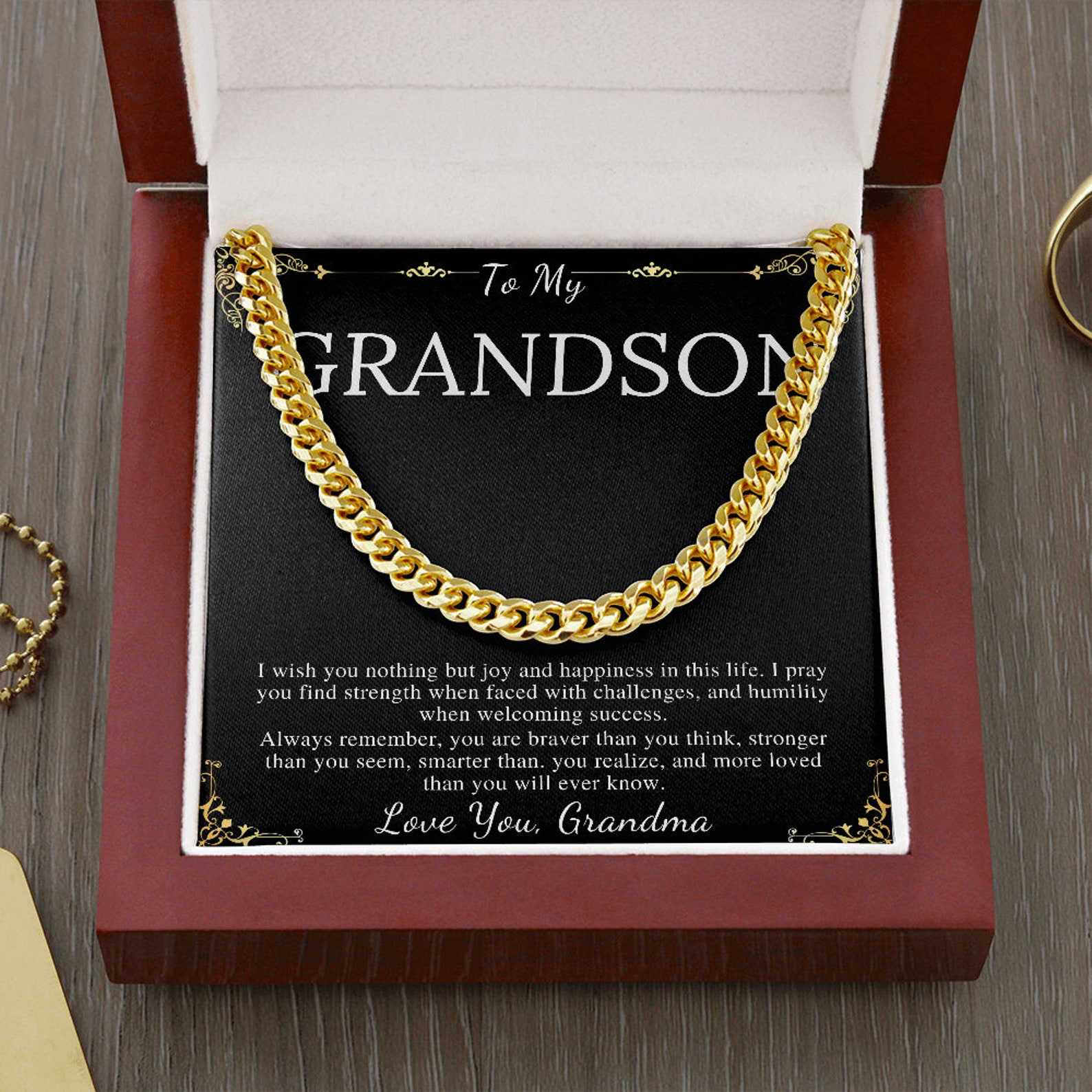 Grandson Gift From Grandmother Grandson Chain Necklace Etsy UK