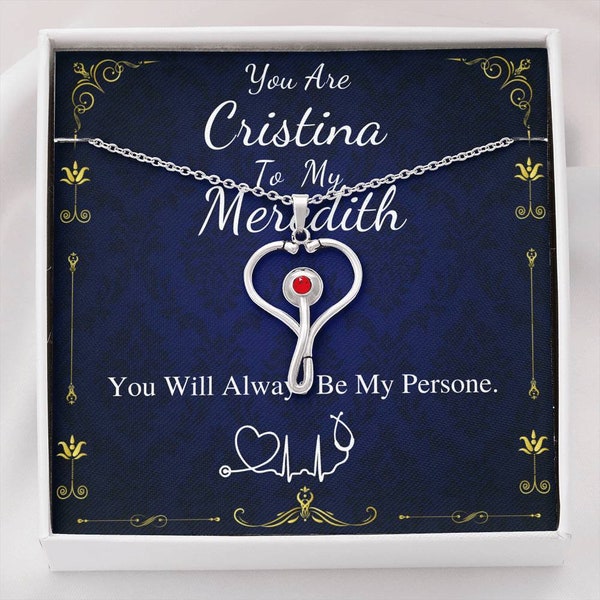 Meredith To My Cristina Stethoscope Necklace, Greys Anatomy Necklace You're My Person, Christina Meredith Pendant, Christmas Gift for Women