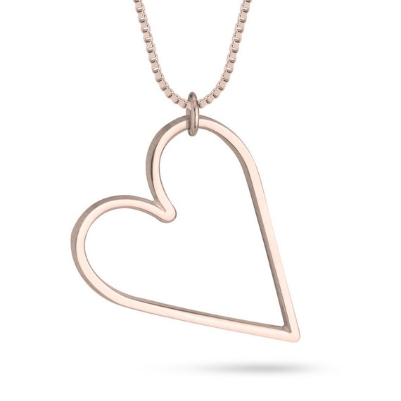 925 Sterling Silver Sideways Open Heart Necklace