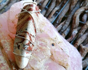 Pingente de colar de pedra de cura de pedra caída de jaspe paisagem