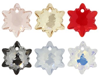 PRIMERO Crystals 6748 Edelweiss - Highest Quality Crystal Pendants - Made in Austria - Center Drilled Flower Pendants - for Jewelry Making