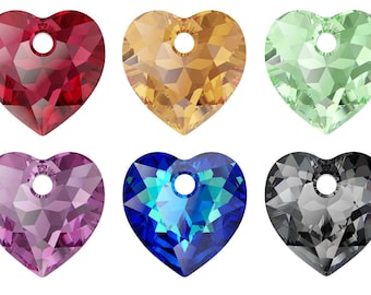 PRIMERO Crystals 6432 Heart Cut - Highest Quality Crystal Pendants - Made in Austria - Center Drilled Heart Pendants - for Jewelry Making