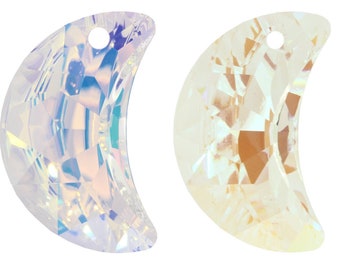 PRIMERO Crystals 6722 Moon - Pendenti in cristallo di altissima qualità - Prodotto in Austria - Pendenti a forma di luna con foro centrale - per la creazione di gioielli