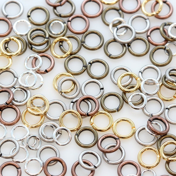 Anelli di salto aperti rotondi in ottone e metallo Connettori metallici - Dimensioni 4 mm, 5 mm, 6 mm - Varie placcature - Componenti per la creazione di gioielli - Componenti in metalli comuni