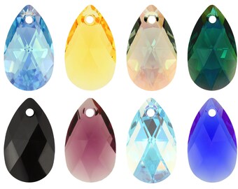 PRIMERO Crystals 6106 Pear - Highest Quality Crystal Pendants - Made in Austria - Center Drilled Pear Shape Pendants - for Jewelry Making