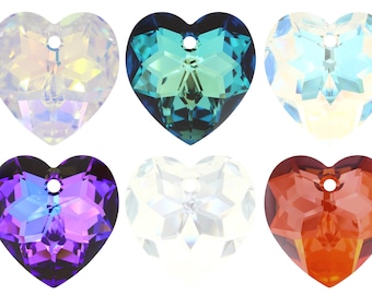 PRIMERO Crystals 6215 Corazón - Colgantes de cristal de la más alta calidad - Hecho en Austria - Colgantes de corazón perforados en el centro - para hacer joyas