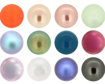 PRIMERO Crystals 5817 Round Cabochon Pearls - Highest Quality Half Drilled Pearls - Made in Austria - Pearl Colors - Popular Round Pearls