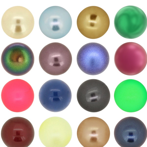 PRIMERO Crystals 5818 Round Pearls - Highest Quality Half Drilled Pearls - Made in Austria - Pearl Colors - Popular Pearls - Round Shape