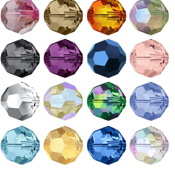 PRIMERO Crystals 5000 Rund Facettierte - Voll gebohrte Perlen höchster Qualität - Made in Österreich - Einfache Farben - Beliebte Perlen - Perlenschmuck