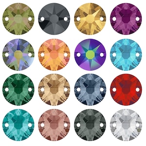 PRIMERO Crystals 3288 Round - Highest Quality Sew-On Stones - Made in Austria - Flat Back Crystals 2 Holes - For Sewing & Embellishing