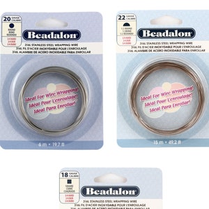 Beadalon® 316L Stainless Steel Wrapping Wire Durable Strong - Available Shapes Round, Square, Half Round - 16, 18, 20, 21, 22, 24, 26 Gauges