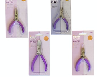 BeadSmith® Mini Pliers for Beaders On-The-Go - Flat Nose; Nylon Jaw Flat Nose; Round Nose or Side Cutter Pliers - Jewelry Making Tools