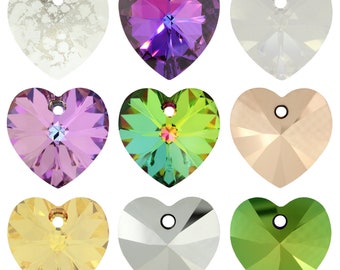 PRIMERO Crystals 6228 Heart - Pendentifs en cristal de la plus haute qualité - Fabriqués en Autriche - Pendentifs en forme de coeur percés au centre - pour la fabrication de bijoux