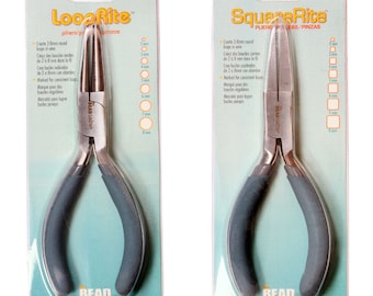 Pinces à boucler pour fils métalliques LoopRite™ BeadSmith® LoopRite™ à nez carré ou rond, marquées de 2 à 8 mm - pour créer des anneaux, des fermoirs, des spires, des coudes