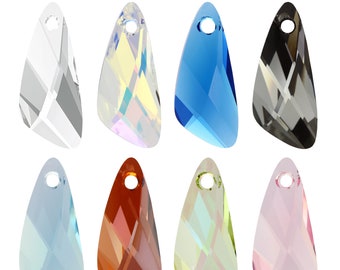 PRIMERO Crystals 6690 Wing - Colgantes de cristal de la más alta calidad - Fabricado en Austria - Colgantes en forma de ala con perforación central - para fabricación de joyas