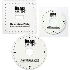 BeadSmith® Kumihimo Disks/Plates for braiding cords - Round Disks in 11cm or 15cm and Square Plate 14cm