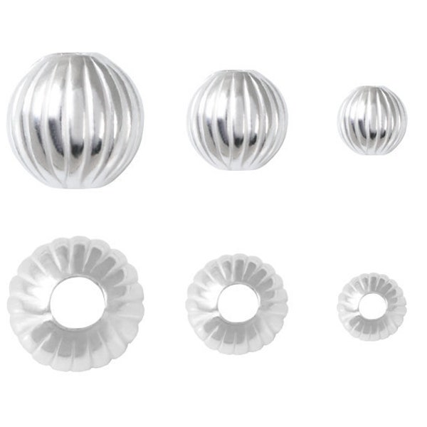 Perles/espaceurs ronds en relief en argent 925 - Disponibles en 3 mm, 4 mm, 5 mm, 6 mm et 8 mm - Apprêts pour fabrication de bijoux