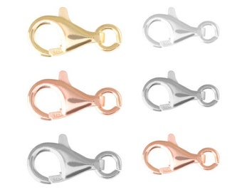 925 Silver Clasps with Open Jump Ring - Various sizes with different platings - Jewelry Making Findings