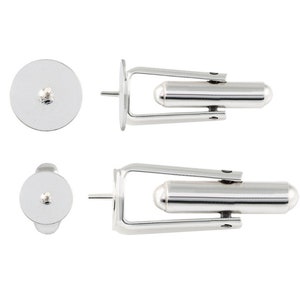 925 Silver Round Cufflinks Base with Pin - For Gluing 5817 Crystal Pearls in 6mm, 8mm or 10mm sizes - Jewelry Making Findings