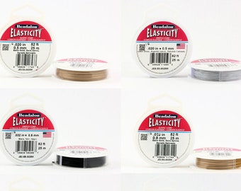 Cordoncino di perle elastiche Beadalon® Elasticity™ - Colori disponibili Nero, Trasparente, Oro satinato, Argento satinato - Diametri 0,5 mm, 0,8 mm, 1 mm