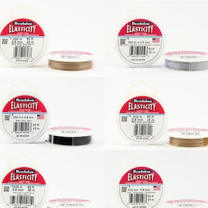 Beadalon® Elasticity™ Stretch Beads Pearls Cord - Available colors Black, Clear, Satin Gold, Satin Silver - Diameters 0.5mm, 0.8mm, 1mm