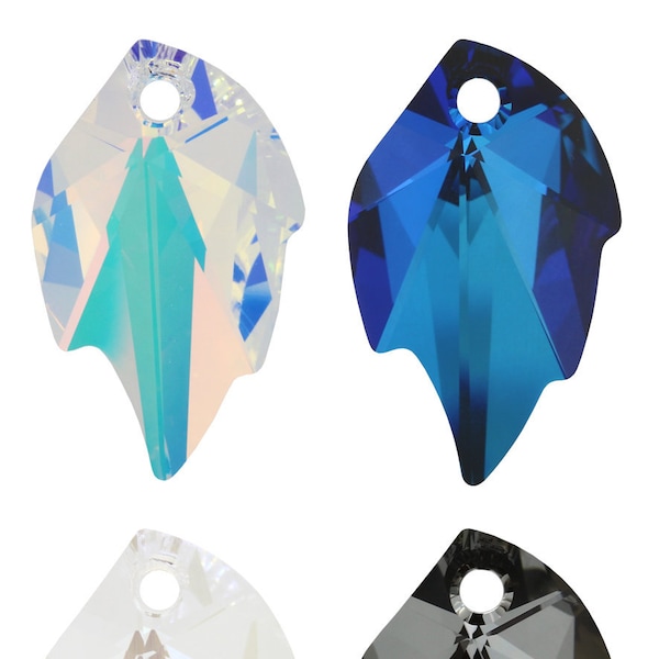 PRIMERO Crystals 6735 Leaf - Highest Quality Crystal Pendants - Made in Austria - Center Drilled Leaf Shape Pendants - for Jewelry Making