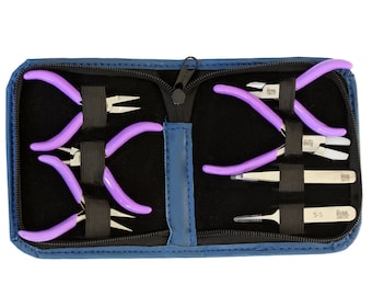 Juego de miniherramientas BeadSmith con estuche: herramientas para hacer joyas, alicates, pinzas