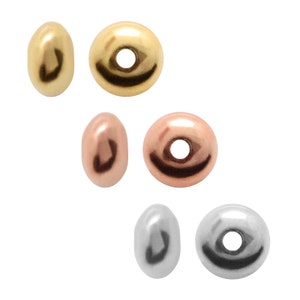 925 Silver Round Saucer Beads Spacers - Available in 3mm, 4.5mm, 5.5mm, 6.5mm sizes - Silver, Gold, Rose Gold plated - Jewelry Findings
