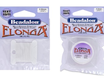 Cordon élastique multibrins Beadalon® Elonga™ extensible pour perles - Couleur blanche - Diamètres 0,3 mm, 0,7 mm, 1 mm