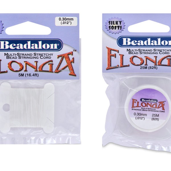 Cordon élastique multibrins Beadalon® Elonga™ extensible pour perles - Couleur blanche - Diamètres 0,3 mm, 0,7 mm, 1 mm