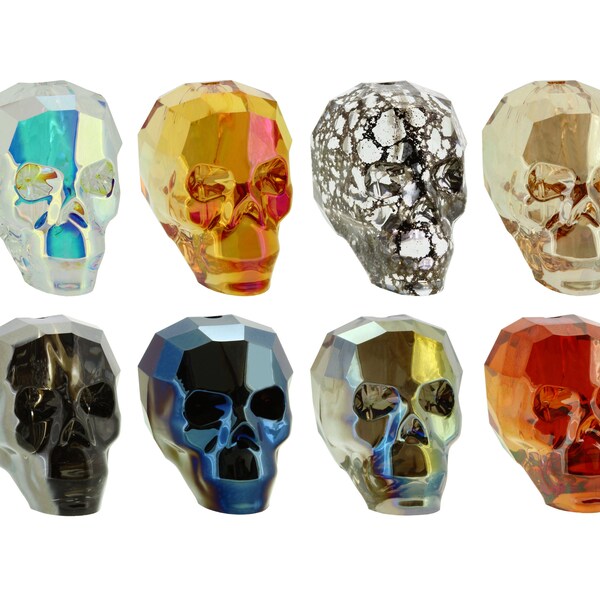 Tête de mort PRIMERO Crystals 5750 - Perles entièrement percées de la plus haute qualité - Fabriqué en Autriche - Couleurs de cristal - Forme de tête de mort populaire - Bijoux en perles