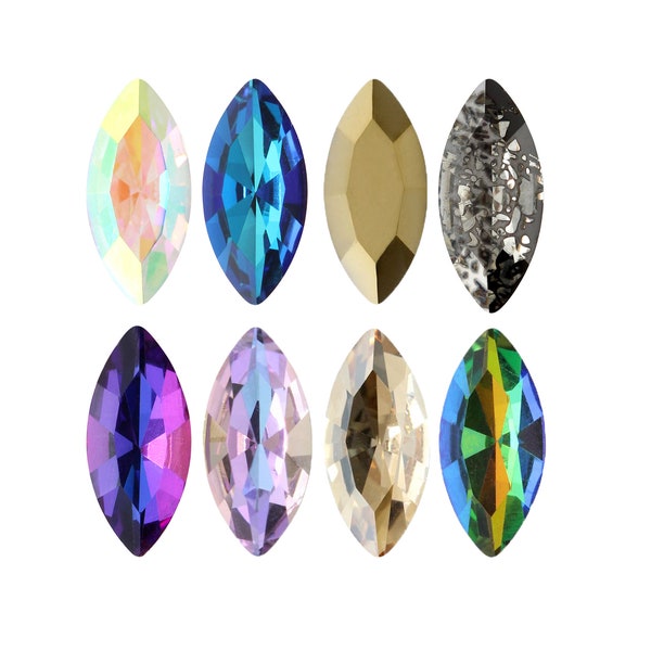 AUREA Crystals A4200 Navette - Cristales de piedras elegantes - Varios efectos de cristal - Diamantes de imitación - Forma popular de Navette - Fabricación de joyas