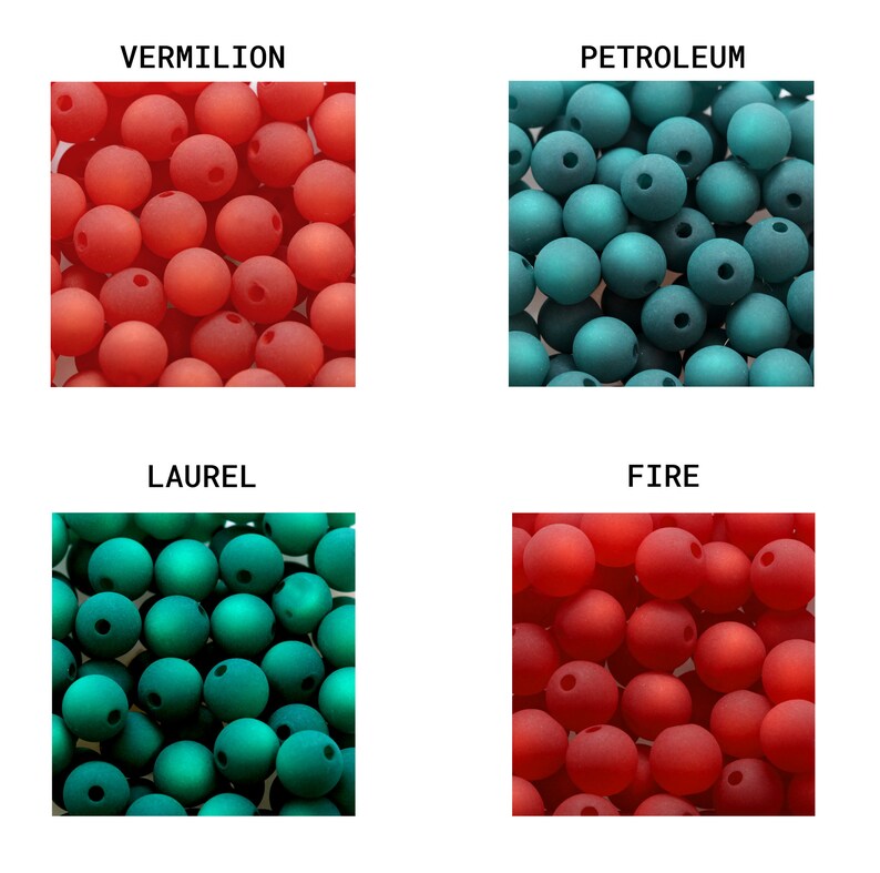 POLARIS Opaco Perline tonde completamente forate 6 mm, 8 mm, 10 mm, 12 mm Colori diversi Dimensione foro 1,9 mm Perline con speciale bagliore interno luminoso immagine 10
