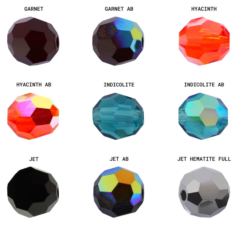 PRECIOSA Crystals 451 19 602 ronde eenvoudige kristalkralen volledig geboorde facetkralen echt verschillende maten, effen kleuren en AB-effecten afbeelding 5