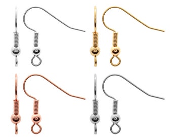 Messing-Metall-Fischhaken-Ohrringe – 19 mm Länge – 4 Paar – Gold, Roségold, versilbert, rhodiniert – Schmuckherstellungszubehör