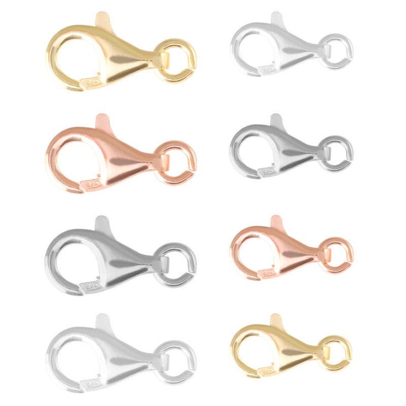 925 Silver Clasps with Open Jump Ring Various sizes with different platings Jewelry Making Findings image 1